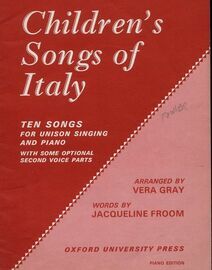 Childrens Songs of Italy - Ten Songs for Unison Singing and Piano