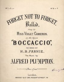 Forget Not To Forget, ballad from the Opera "Boccaccio", No. 1 in E flat
