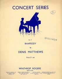 Rhapsody for Piano- Winthrop Rogers Concert Edition, Series No. 11