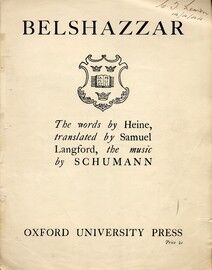 Belshazzar - Translated into English - For Voice and Piano - Op. 57