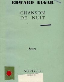 Edward Elgar Chanson De Nuit for small Orchestra - Op. 15, No. 1 - Score