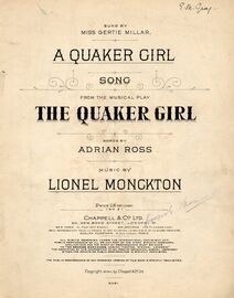 A Quaker Girl - Song from The Musical "The Quaker Girl" - Sung by Miss Gertie Millar