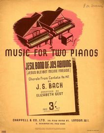 Jesu Bond of Joy Abiding (Jesus Bleibet Meine Freude) - CHorale from Cantata No. 147 - Music for Two Pianos Series