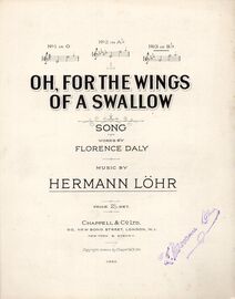 Oh For The Wings of A Swallow - Song in the Key of B flat Major - for High Voice