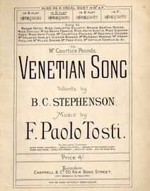 Venetian Song - Song in the Key of D flat - for Medium Voice