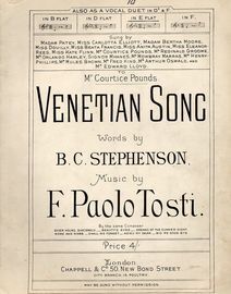Venetian Song - Song in the Key of E flat - for Medium Voice
