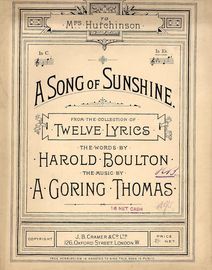 A Song of Sunshine - Key of E flat for High Voice - From the Collection of Twelve Lyrics