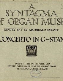 A Syntagma of Organ Music - No. 3 Concerto in G Major - Op. 2, No. 3