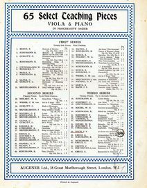 Air from the Orchestral Suite in D - From 65 Select Teaching Pieces - For Viola and Piano