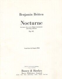 Britten - Nocturne - Op. 60 - For Tenor Solo, Seven Obligato Instruments and String Orchestra - Vocal Score