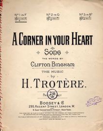 A Corner in Your Heart - No.1 in Key of  F for Low Voice