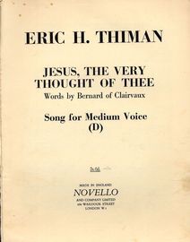 Jesus The Very Thought of Thee - Song in the key of D major for medium voice