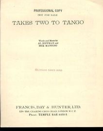 Takes Two to Tango - Song - For Piano and Voice with Ukulele chord symbols - Professional Copy