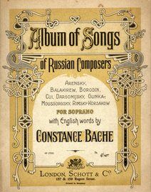 Album of Songs of Russian Composers for Soprano with English words by Constance Bache - Schott No. 27203