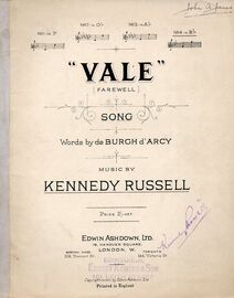 Vale (Farewell) - Song in the Key of B Flat Major for High Voice