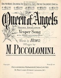 Queen of Angels  (Regina Angelorum) - Vesper Song in the key of A flat major for medium voice