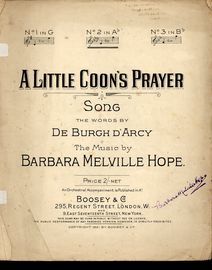 A Little Coon's Prayer - Song in the Key A flat for Medium Voice