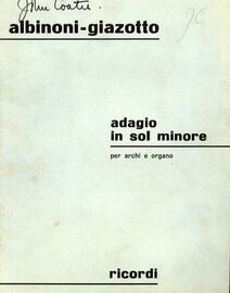 Adagio In Sol Min - Per Archi E Organo - Ricordi Edition E. R. 2608