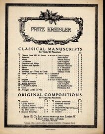 Aubade Provençale - Fritz Kreisler No. 15 - Classical Manuscripts for Violin & Pianoforte