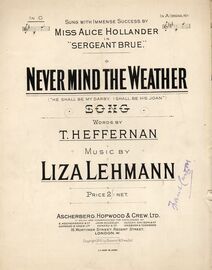 Never Mind The Weather ("He Shall Be My Darby, I Shall Be His Joan") - Song in the key of G Major for Low Voice