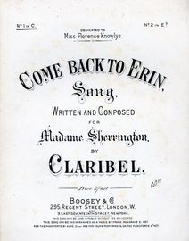 Come Back to Erin - Song Written and Composed for Madame Sherrington - Key of C major