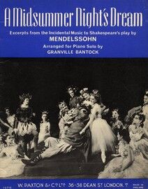 A Midsummer Night's Dream - Excerpts from the Incidental Music to Shakespeare's Play - 15710 - Piano Solo