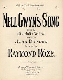 Nell Gwyn's Song - Song in the key of E Flat Major for Low Voice