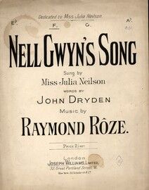 Nell Gwyn's Song - Song in the key of F Major for Medium Low Voice