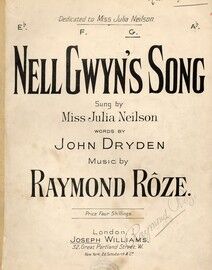 Nell Gwyn's Song - Song in the key of G Major for Medium High Voice