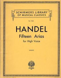 Fifteen Arias for High Voice - Vol. 1745 - Schirmer's Library of Musical Classics