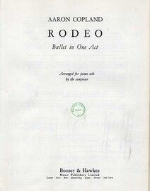 Aaron Copland - Rodeo (Ballet in One Act) - Reduction for Piano Solo