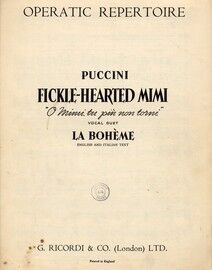 Fickle Hearted Mimi - Vocal duet for Tenor and Baritone - English and Italian Text