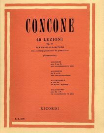 40 Lezioni - Op. 17 - 40 Lessons for Bass or Baritone with accompaniment for Piano - Ricordi edition No. E. R. 1570