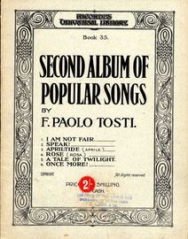 Second Album of Popular Songs By F. Paolo Tosti - Ricordi's Universal Library Book 35