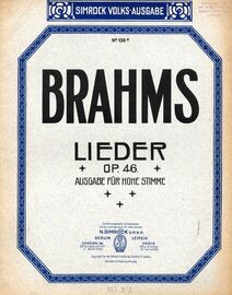Brahms - Lieder fur Hohe Stimme (Songs for High Voice) - Op. 46 - Simrock Edition No. 136a - In German and English