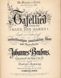 Brahms - Tafellied (Dank der Damen) - Drinking Glee - Vocal Score - Op. 93b
