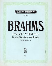 Brahms - Deutsche Volkslieder fur Eine Singstimme und Klavier - Band I - Heft 1- 3  - Edition Breitkopf No. 6920 - Tiefe Stimme