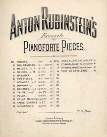 Barcarolle in F minor, Opus 30, No. 1. No. 16 in "Anton Rubinstein's Favourite Pianoforte Pieces"