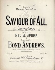 Saviour of all -Sacred Song - In the key of E flat major