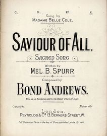 Saviour of all -Sacred Song - In the key of F major for high voice