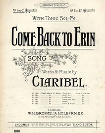 Come Back to Erin - Song - In the key of C major