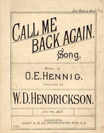 Call Me Back Again - Song