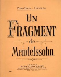 Un Fragment de Mendelssohn - Piano Solo