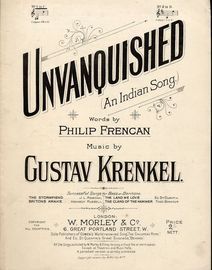 Unvanquished (An Indian Song) - Song - In the key of C major for low voice