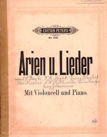 Arien u. Lieder - Mit Violoncell und Piano - Edition Peters No. 2181