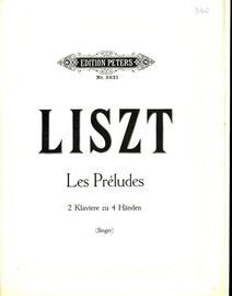 Liszt  - Les Preludes - Fur 2 Klavier Zu 4 Handen (Two Pianos Four Hands) - Edition Peters No. 3621