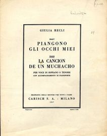 La Cancion de un Muchacho - Per Voce di Soprano O Tenore con accompagnamento di Pianoforte