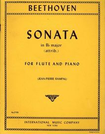 Beethoven - Sonata in B Flat Major - No. 2795 - For Flute and Piano
