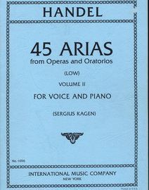 Handel - 45 Arias from Operas and Oratorios - For Low Voice and Piano - Volume 2 - International Music Company Edition No. 1696