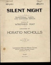 Silent Night - Traditional Carol with harmonised refrain - Key of D major major for Higher voice